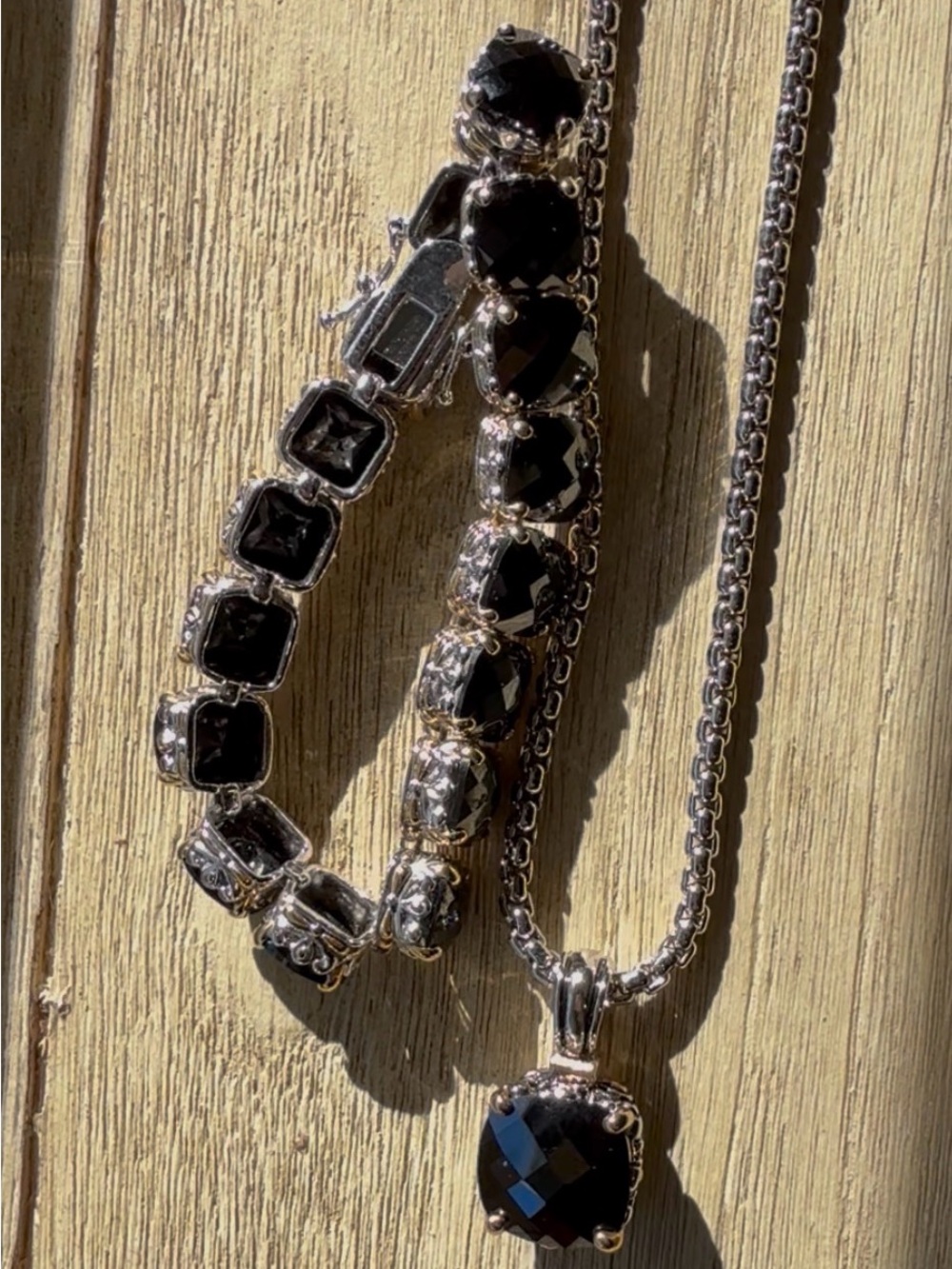 Crystal Pendant Necklace and Bracelet Set